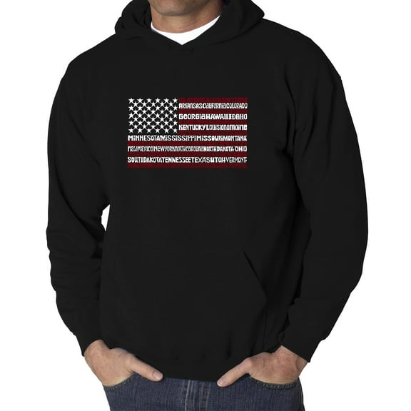 Men's Word Art Hooded Sweatshirt - 50 States USA Flag