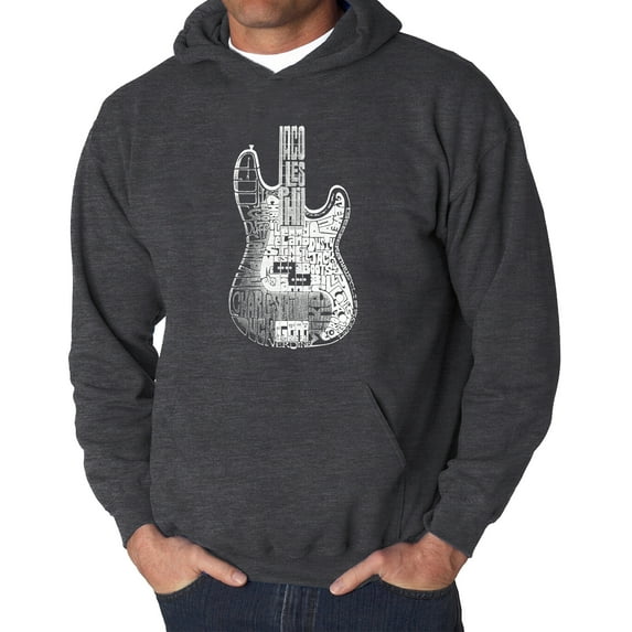 Men's Word Art Hooded Sweatshirt - Bass Guitar