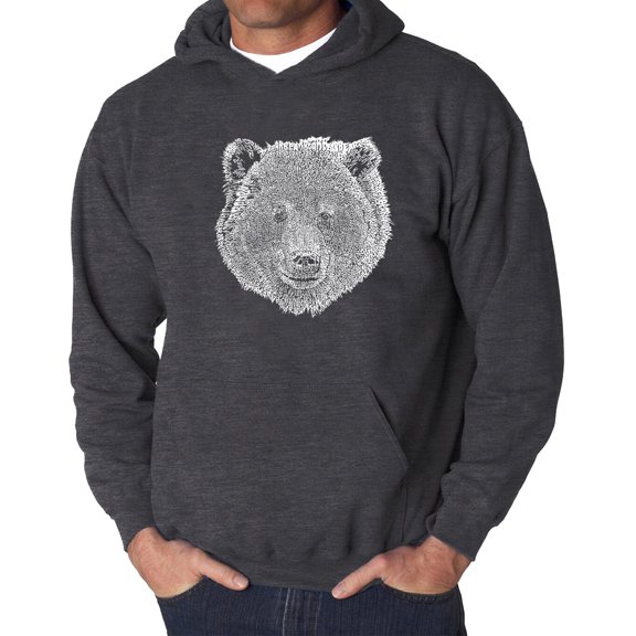 Men's Word Art Hooded Sweatshirt - Bear Face