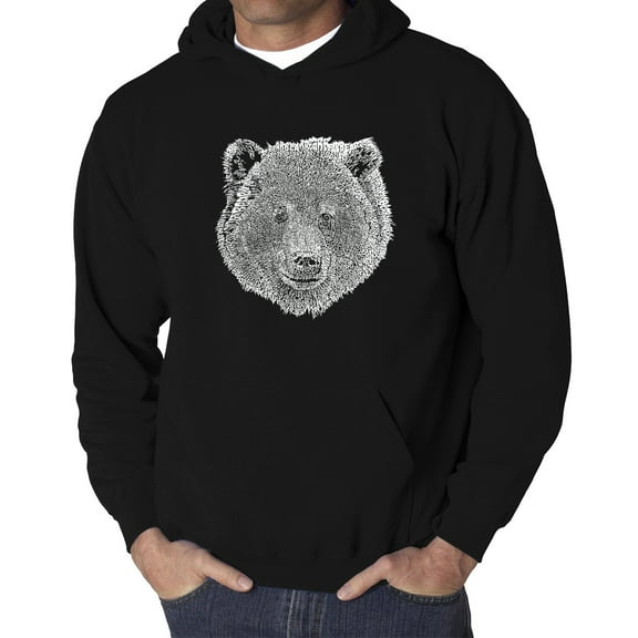 Men's Word Art Hooded Sweatshirt - Bear Face