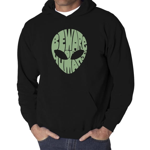 Men's Word Art Hooded Sweatshirt - Beware of Humans