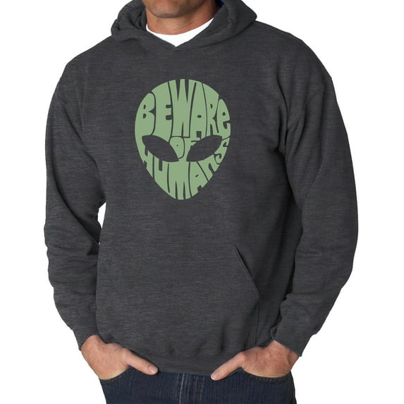 Men's Word Art Hooded Sweatshirt - Beware of Humans