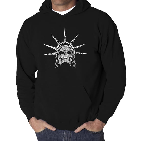Men's Word Art Hooded Sweatshirt - Freedom Skull