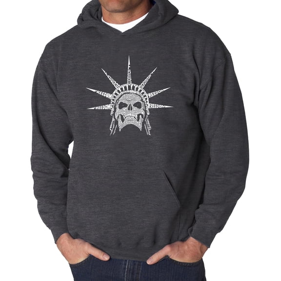 Men's Word Art Hooded Sweatshirt - Freedom Skull