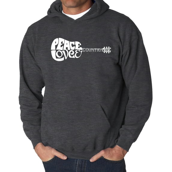 Men's Word Art Hooded Sweatshirt - Peace Love Country