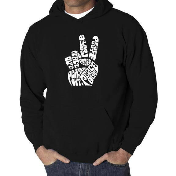 Men's Word Art Hooded Sweatshirt - Peace Out
