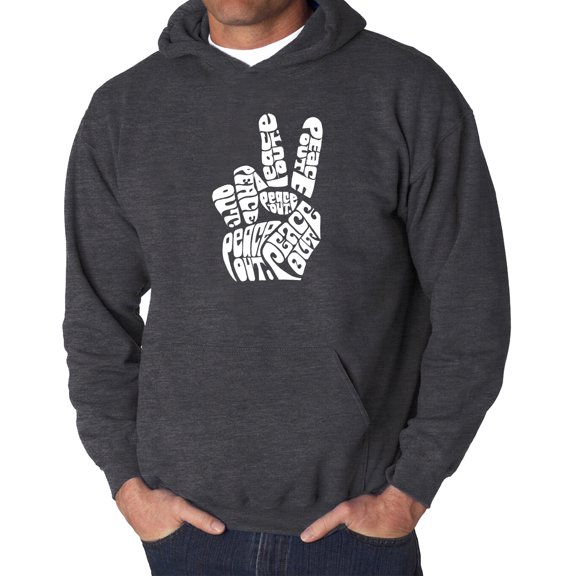 Men's Word Art Hooded Sweatshirt - Peace Out