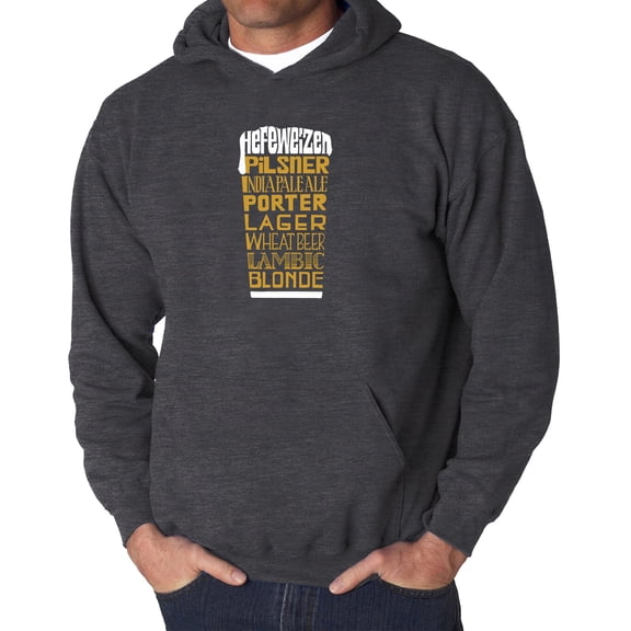 Men's Word Art Hooded Sweatshirt - Styles of Beer