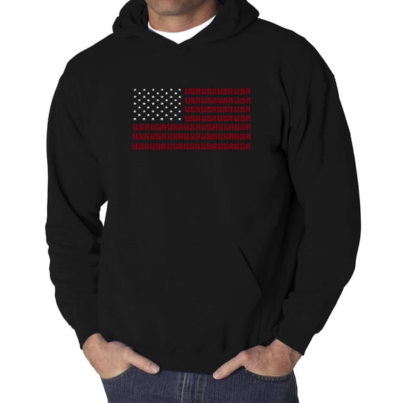 Men's Word Art Hooded Sweatshirt - USA Flag