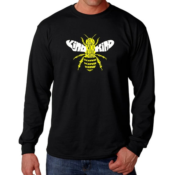 Men's Word Art Long Sleeve T-shirt - Bee Kind