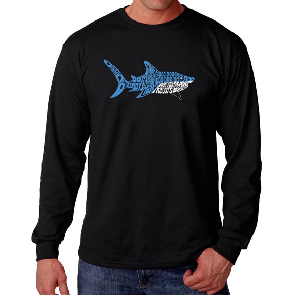 Men's Word Art Long Sleeve T-shirt - Daddy Shark