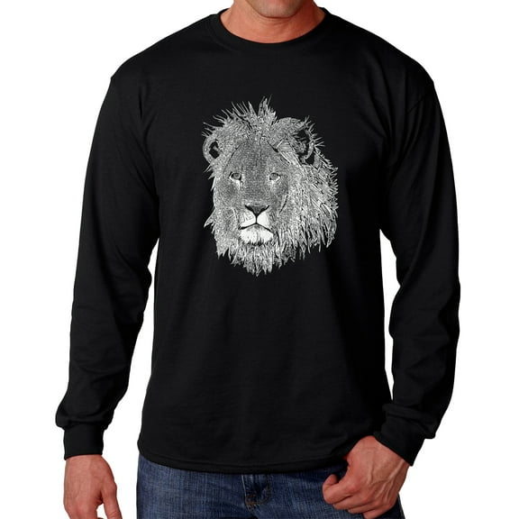 Men's Word Art Long Sleeve T-shirt - Lion