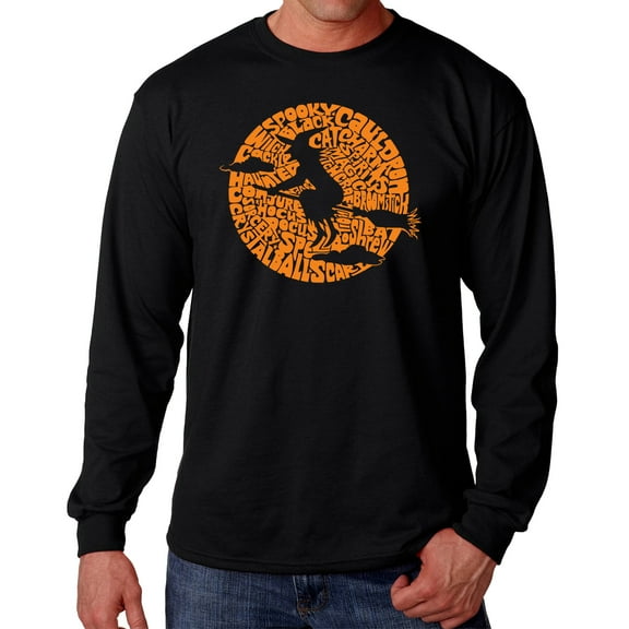 Men's Word Art Long Sleeve T-shirt - Spooky Witch