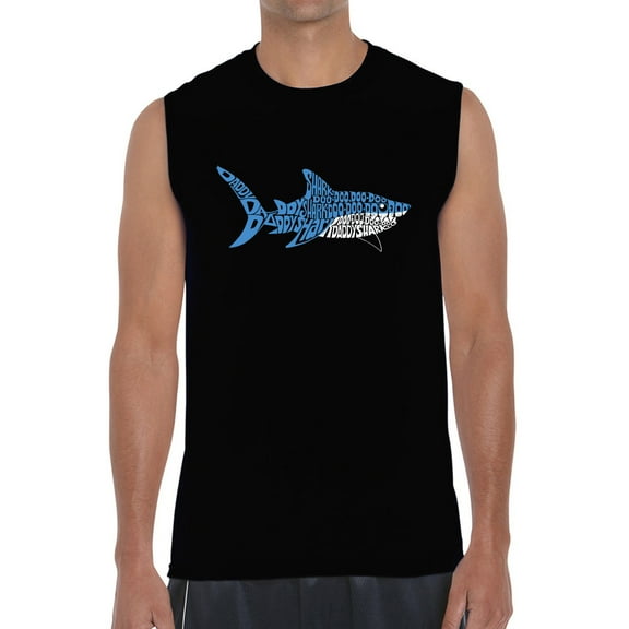 Men's Word Art Sleeveless T-shirt - Daddy Shark