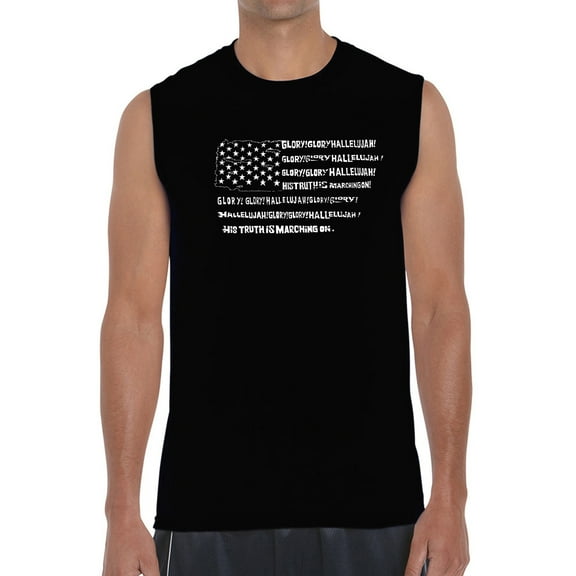 Men's Word Art Sleeveless T-shirt - Glory Hallelujah Flag