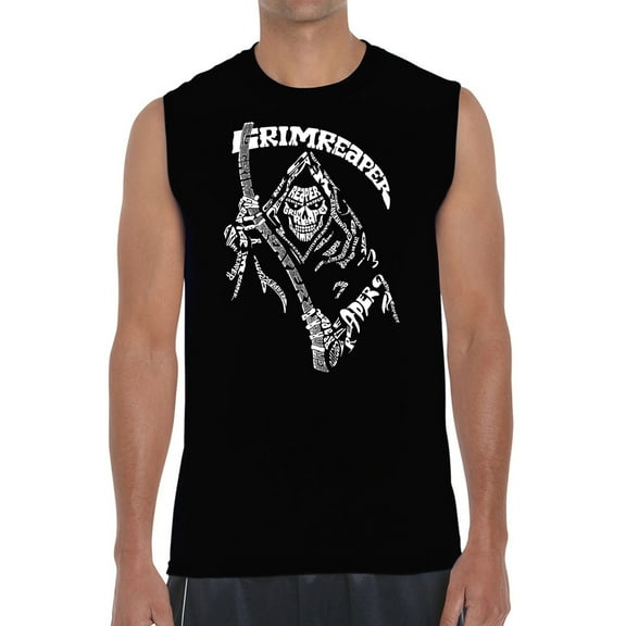 Men's Word Art Sleeveless T-shirt - Grim Reaper