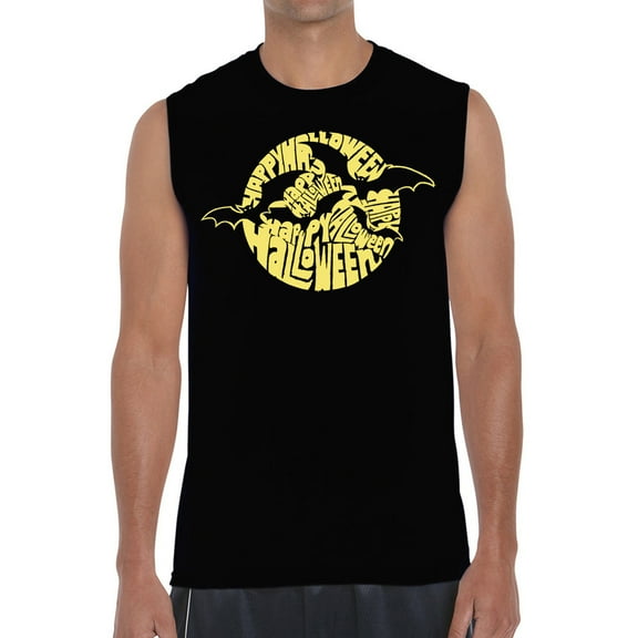 Men's Word Art Sleeveless T-shirt - Halloween Bats