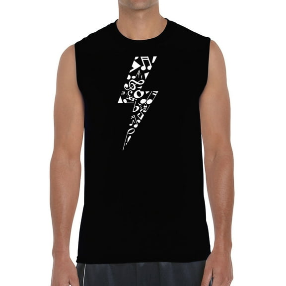 Men's Word Art Sleeveless T-shirt - Lightning Bolt