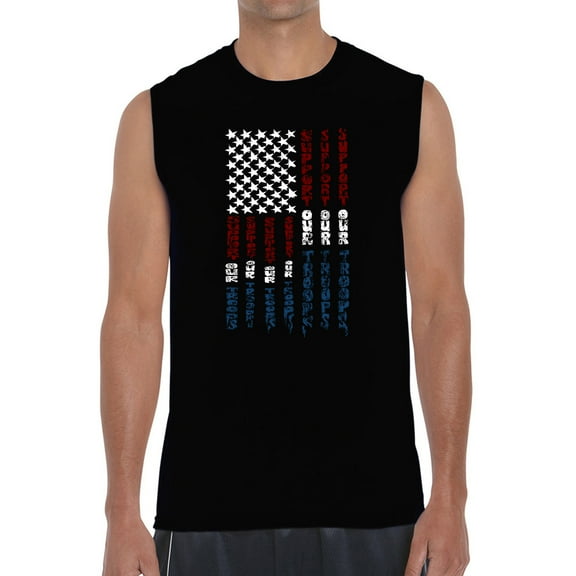 Men's Word Art Sleeveless T-shirt - Support our Troops