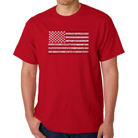 Men's Word Art T-shirt - 50 States USA Flag
