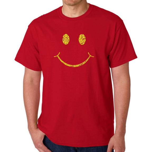 Men's Word Art T-shirt - Be Happy Smiley Face