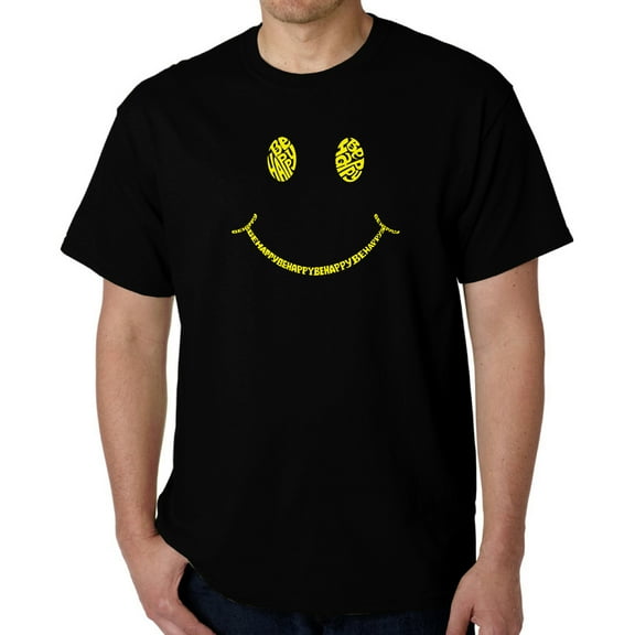 Men's Word Art T-shirt - Be Happy Smiley Face