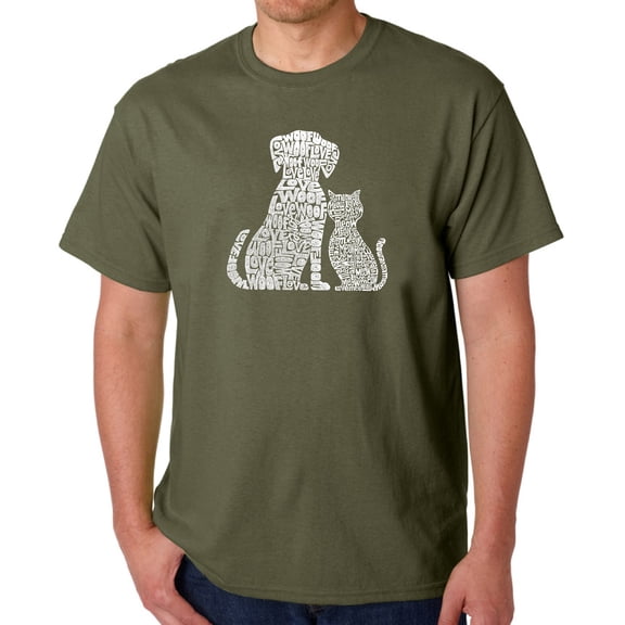 Men's Word Art T-shirt - Dogs and Cats