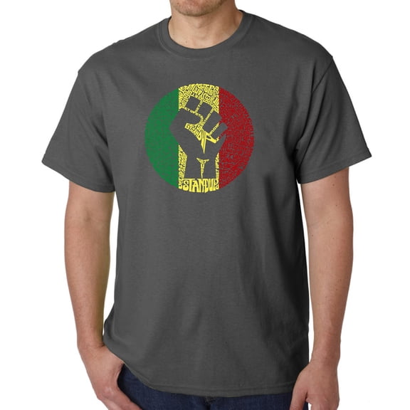 Men's Word Art Get Up Stand Up T-shirt Color: Dark Gray Size: M