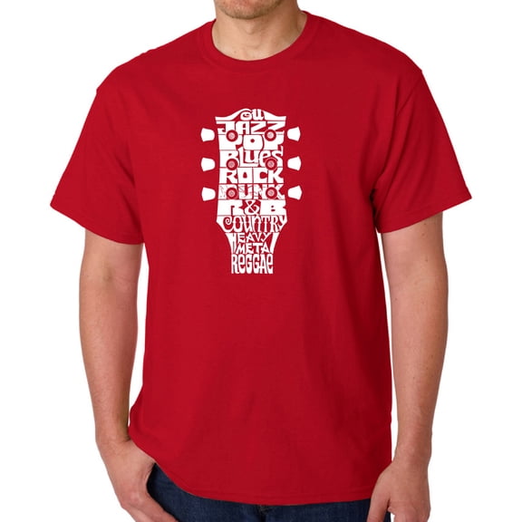 Men's Word Art T-shirt - Guitar Head Music Genres