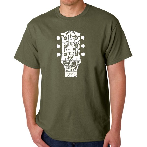 Men's Word Art T-shirt - Guitar Head Music Genres