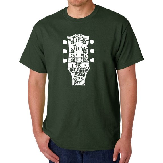 Men's Word Art T-shirt - Guitar Head Music Genres