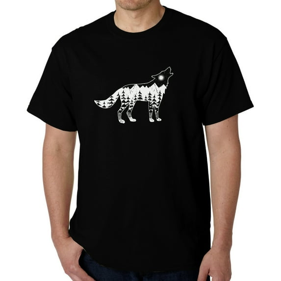 Men's Word Art T-shirt - Howling Wolf