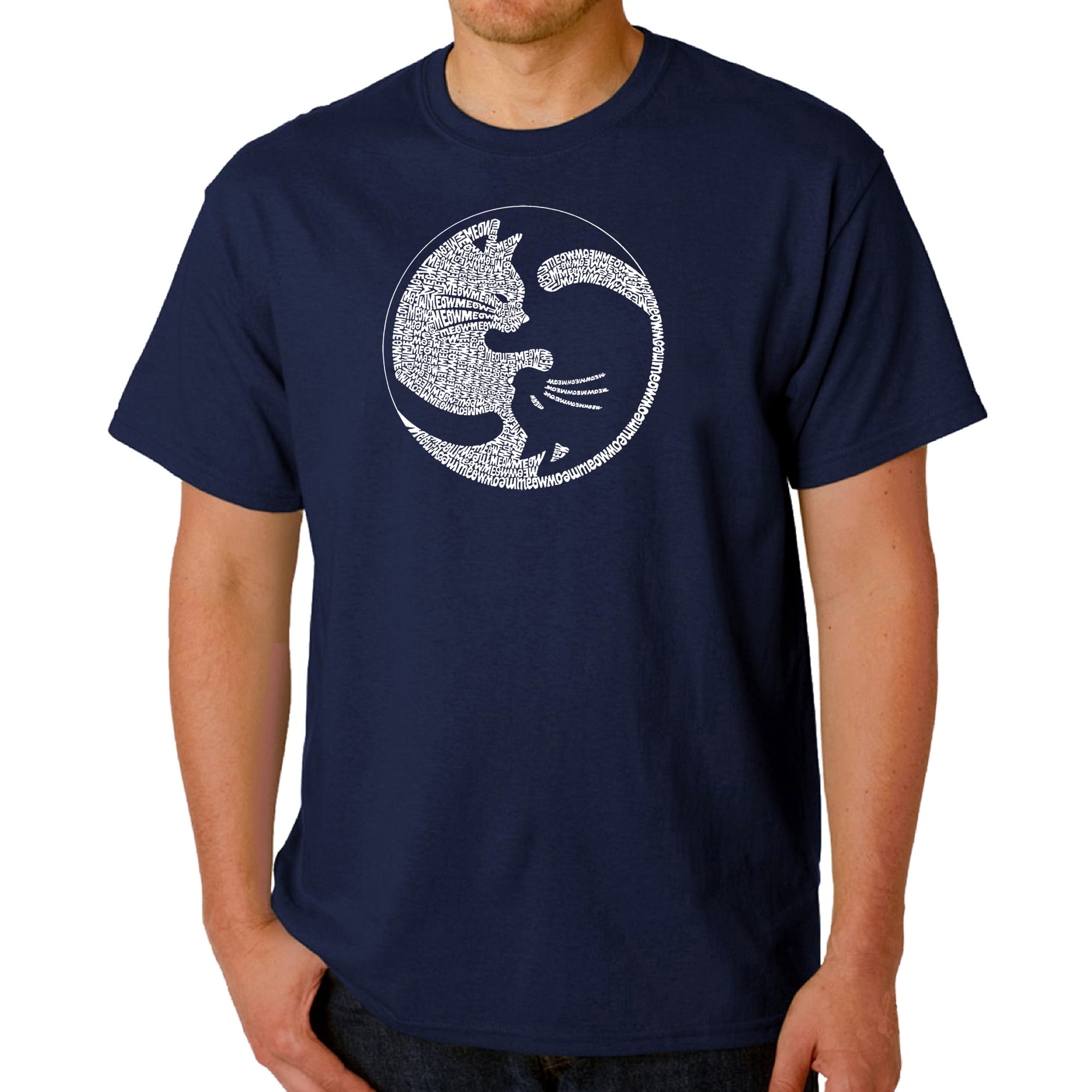 Men's Word Art T-shirt Yin Yang Cat