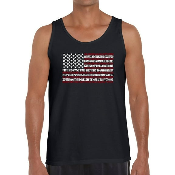 Men's Word Art Tank Top - 50 States USA Flag