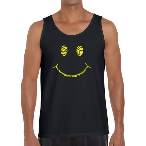 Men's Word Art Tank Top - Be Happy Smiley Face