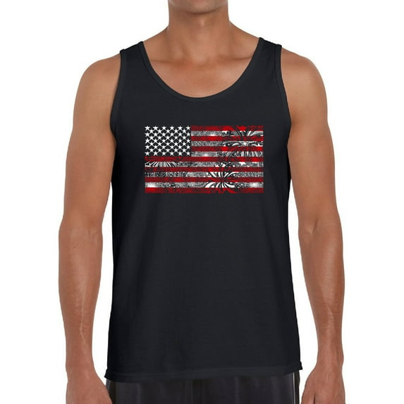Men's Word Art Tank Top - Fireworks American Flag