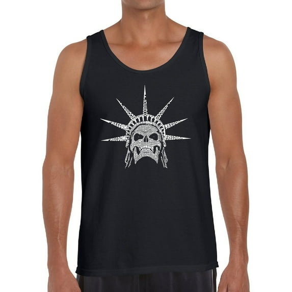 Men's Word Art Tank Top - Freedom Skull