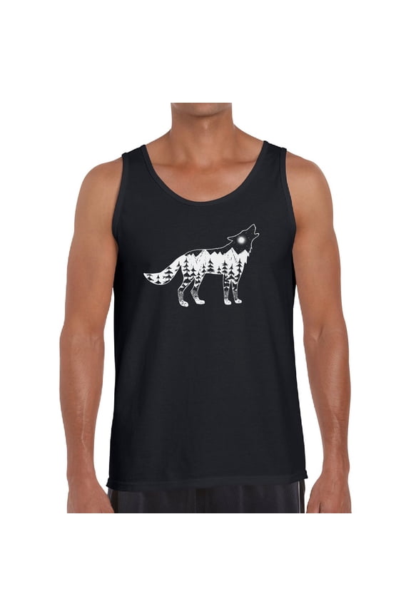 Men's Word Art Tank Top - Howling Wolf