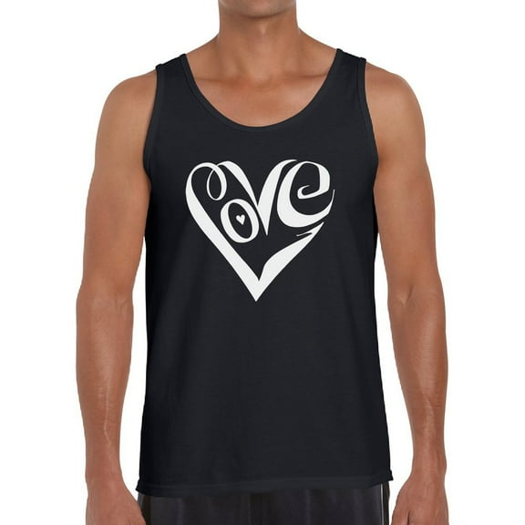 Men's Word Art Tank Top - Script Love Heart