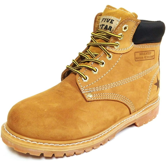 Men's Work Boots 6" Nubuck Leather Lug Sole Water Resistant Slip /Oil Resistant