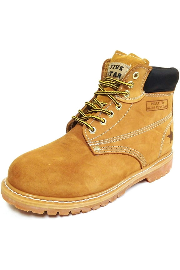 Men's Work Boots 6" Nubuck Leather Lug Sole Water Resistant Slip /Oil Resistant