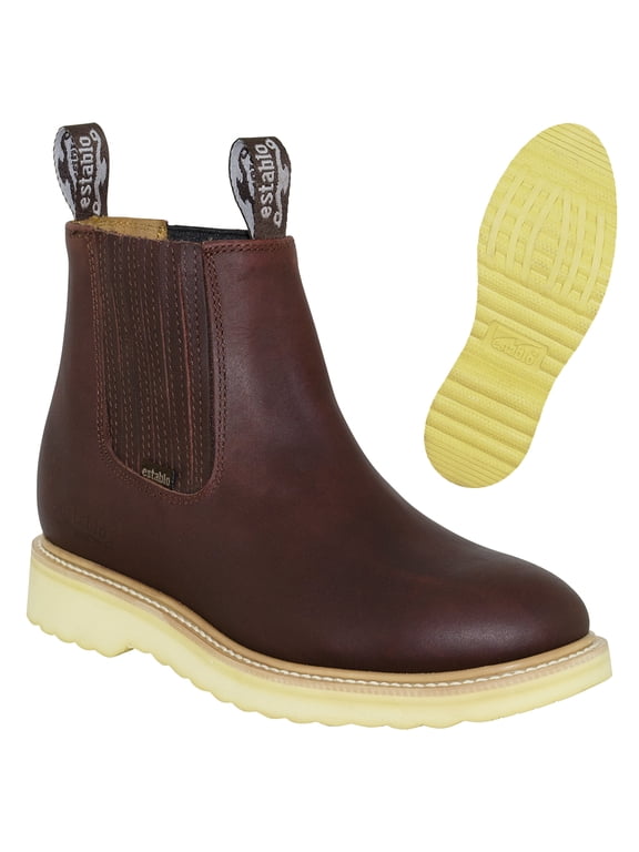 Men's Work Boots Ankle honey Genuine Leather Establo, Botin de trabajo Establo para Hombre