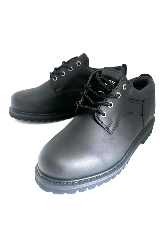 Men's Work Boots Black Leather Lace Up Slip and Oil Resistant 4 inch Shoes