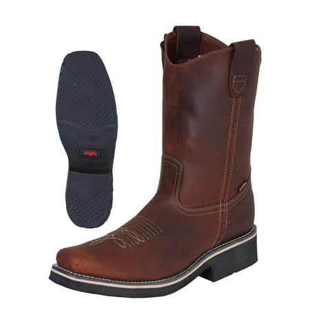 Men's Work Boots Establo Square Toe Rubber sole Pull On Wester Cowboys Workers