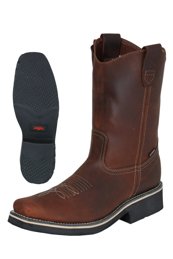 Men's Work Boots Establo Square Toe Rubber sole Pull On Wester Cowboys Workers