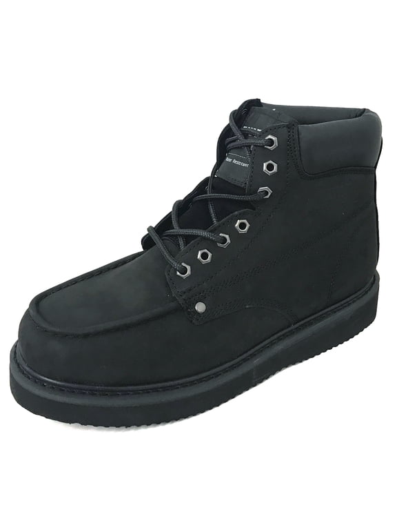 Men's Work Boots Genuine Leather Moc Toe 6" Classic Wedge Tred Sole Fashion Roofing Water/ Oil Resistant Insulated