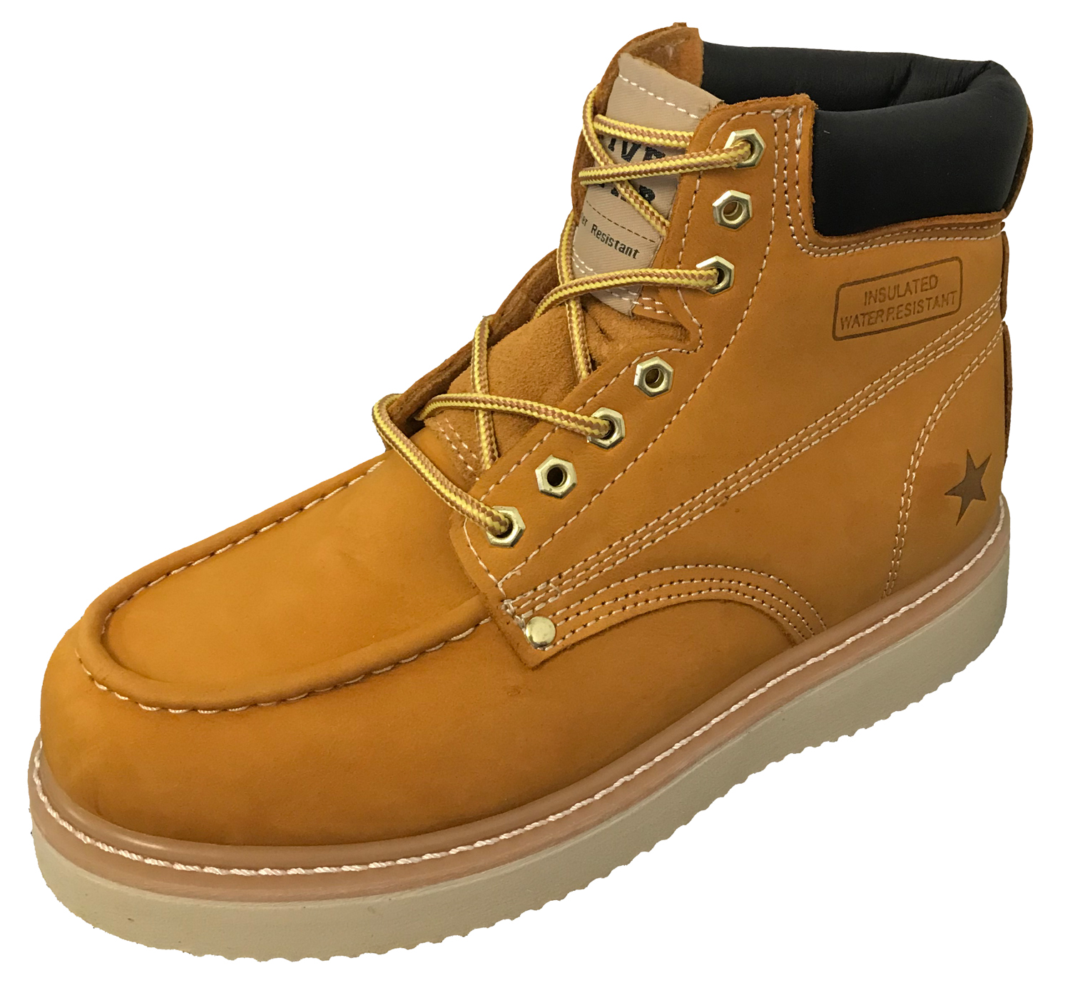 Men's Work Boots Genuine Leather Moc Toe 6" Classic Wedge Tred Sole Roofing Fashion Water/ Oil Resistant Insulated - image 1 of 4
