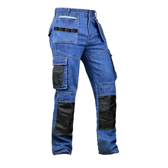 Men’s Work Cargo Pants – Lightweight Denim Utility Trousers with Pockets, Straight-Leg Fit for Welding & Outdoor Wear
