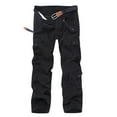 thumbnail image 1 of Men's Work Cargo Pants Ripstop Lightweight Relaxed Fit Cotton Stretch Outdoor Hiking Pants with Multi Pockets Big and Tall Size 9XL Black, 1 of 3
