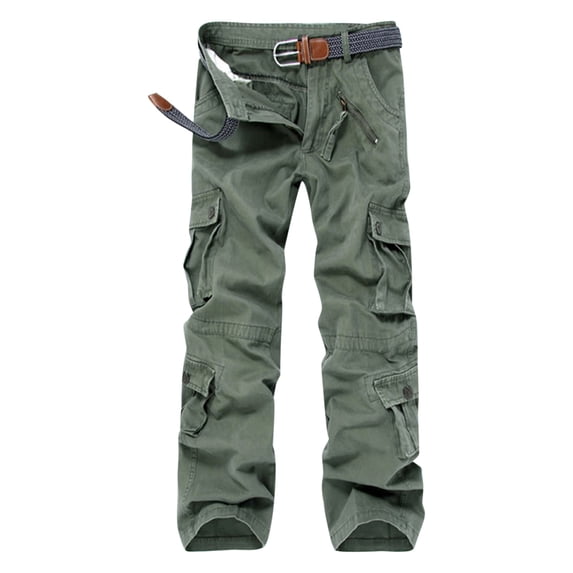 Men's Work Cargo Pants Ripstop Lightweight Relaxed Fit Cotton Stretch Outdoor Hiking Pants with Multi Pockets Big and Tall Size 9XL Green